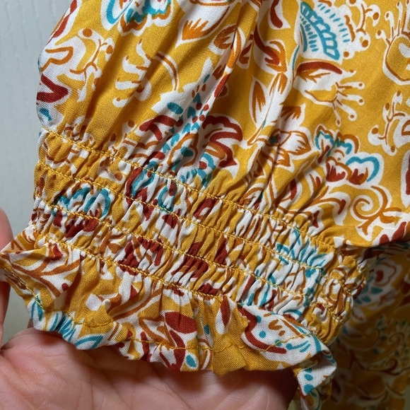 Jones New York mustard w/blue and white floral print 2X - Picture 5 of 7